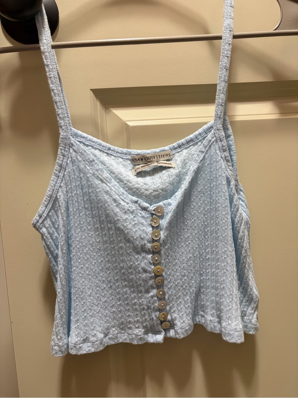 Urban Outfitters Pale Blue Waffle-Knit Button Cami